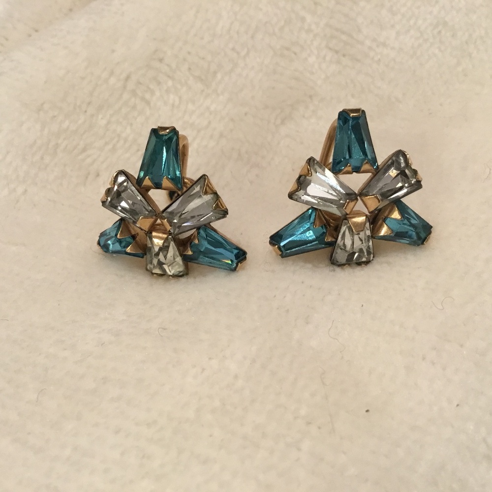 Vintage Phyllis 12k Gold Filled Screw Back Rhinestone Earrings